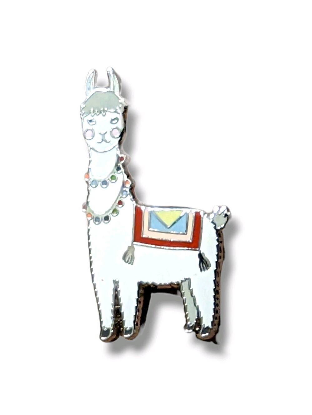 White Festive Drama Llama Peter Pauper Press Hat Lapel Pin